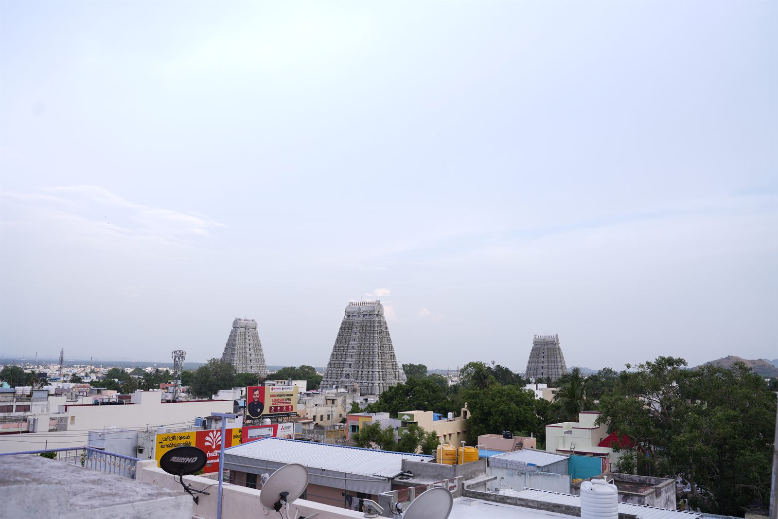 The towering gopurams of the Annamalaiyar Temple against the sky